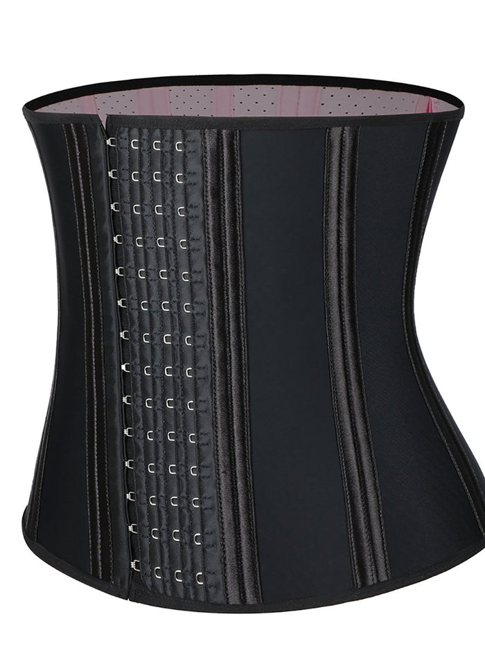 B-SLIM Black 20 Steel Bones Latex Waist Cincher Hook