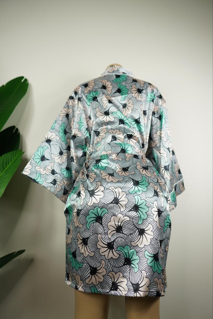 "Mint x White" Luxurious Satin Robe