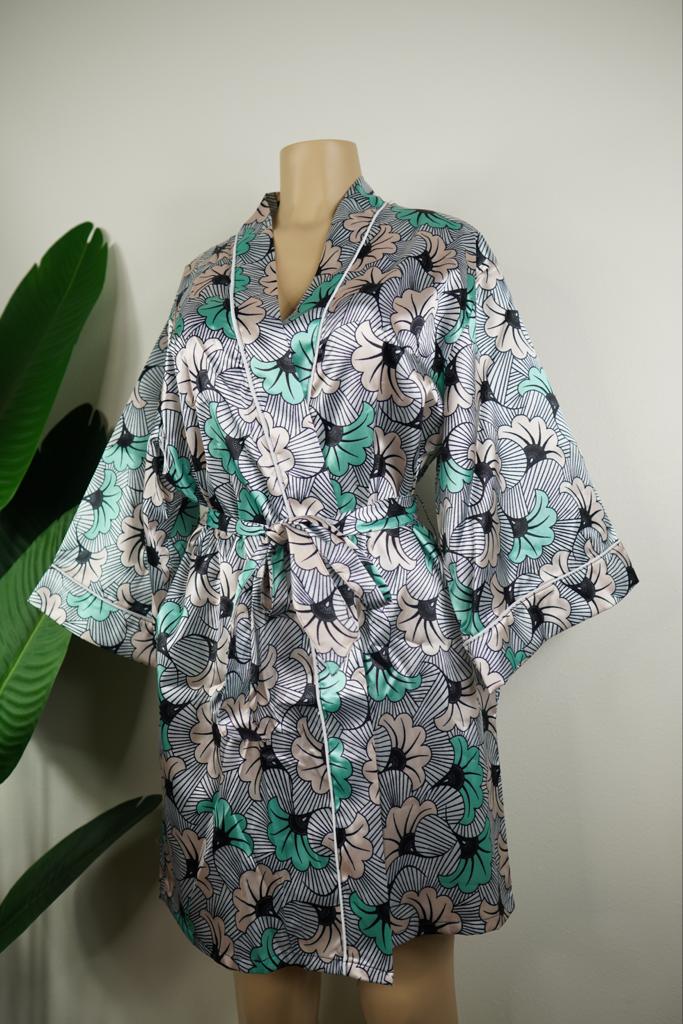 "Mint x White" Luxurious Satin Robe