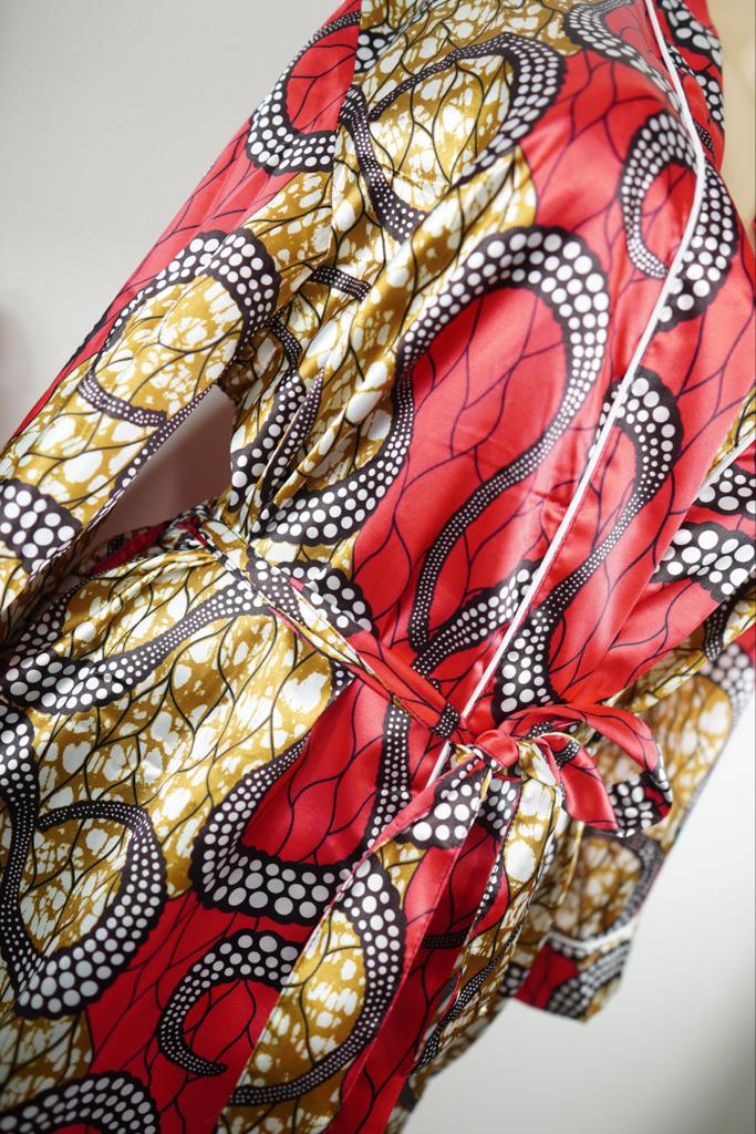 "Red x Gold" Luxurious Satin Robe