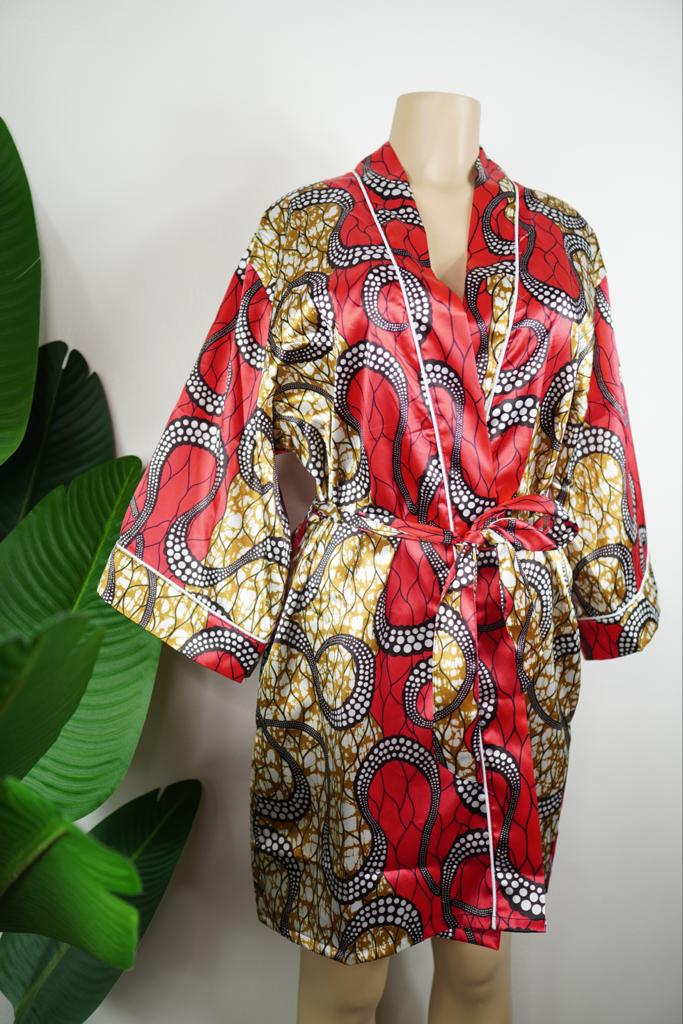 "Red x Gold" Luxurious Satin Robe