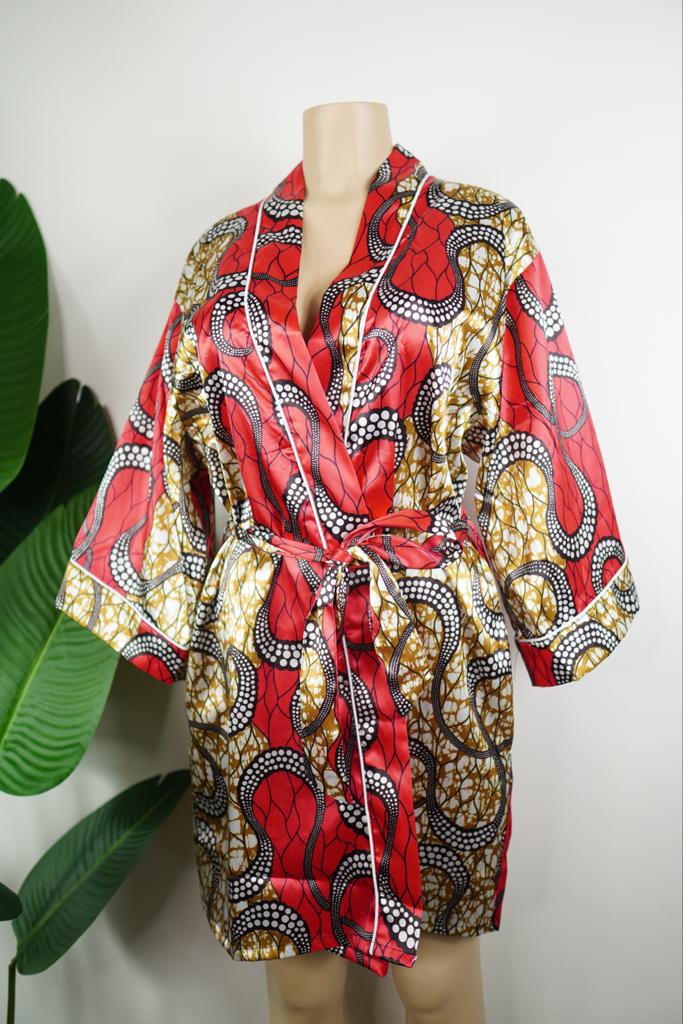 "Red x Gold" Luxurious Satin Robe
